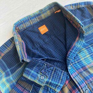 Hugo Boss Orange Label Checkered Flannel Casual Men Shirt Size 2XL Western Rodeo